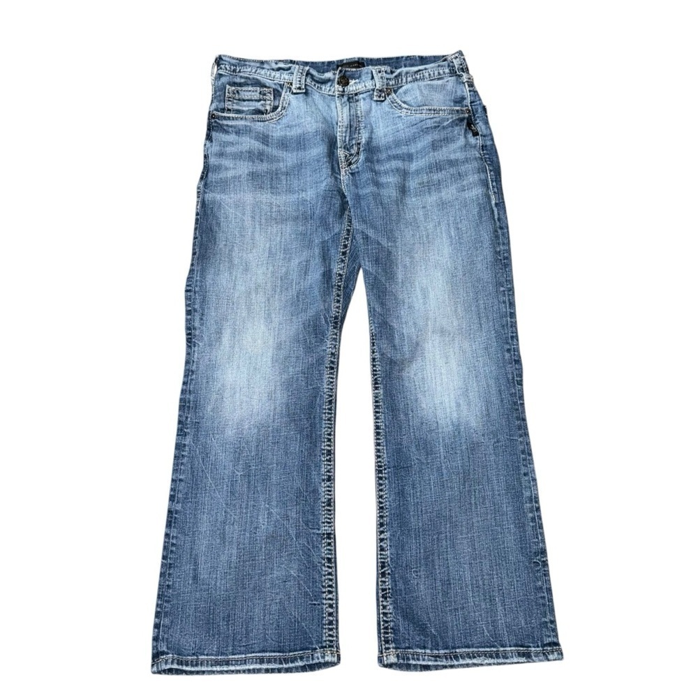 Silvers Craig Men’s W34/L30 Blue Wide Leg Faded 99% Cotton Mid Rise Denim